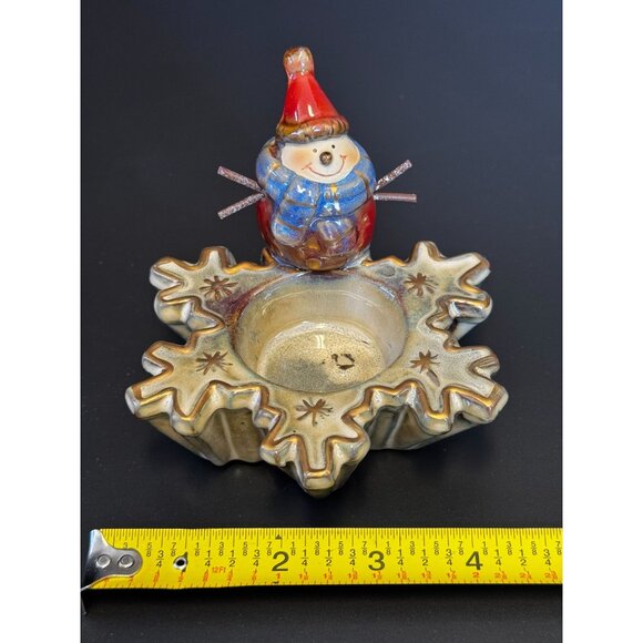 Ceramic Snowman Candle Holder In Star Shape For Christmas Decor - Festive Colors - Picture 9 of 11